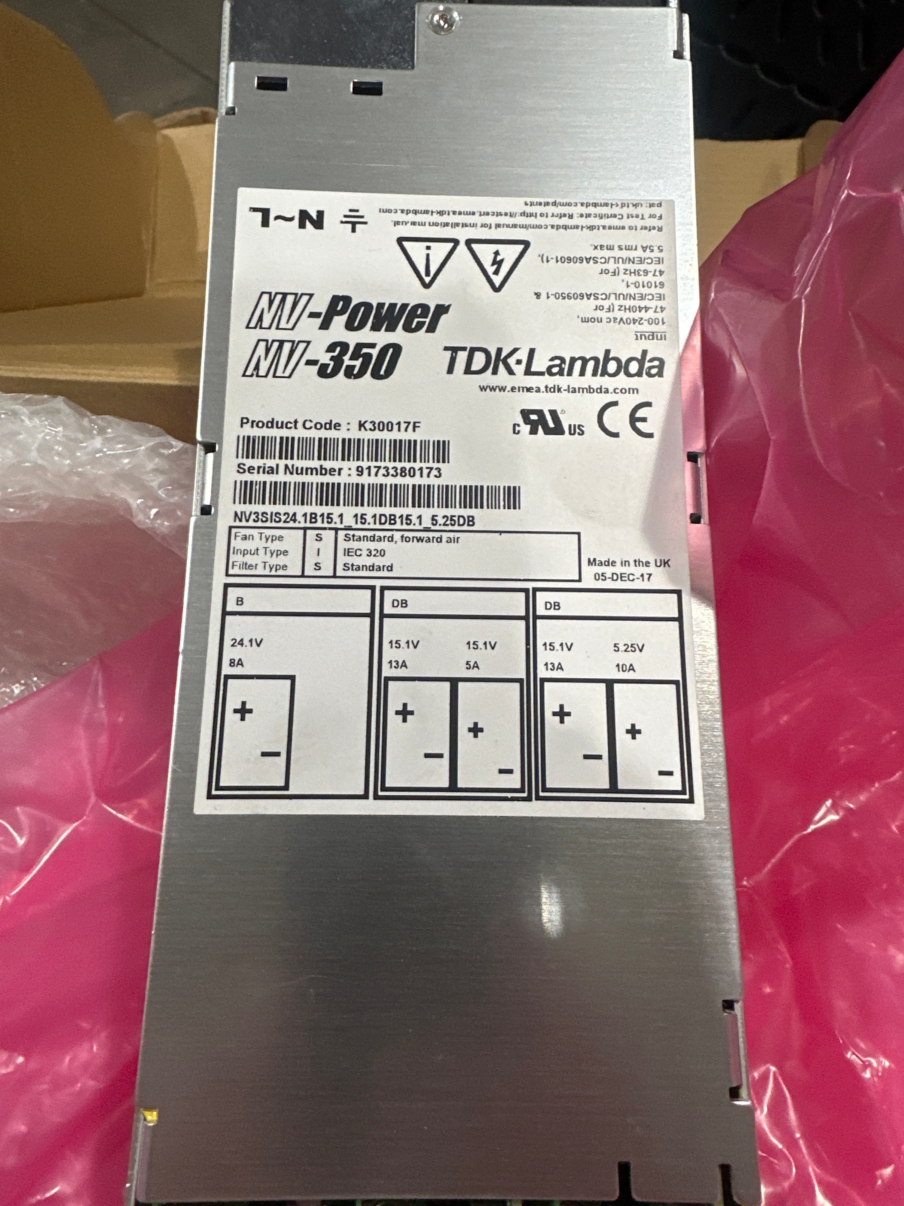 K30017 TDK-Lambda NV-Power NV-350 Modular Power Supply