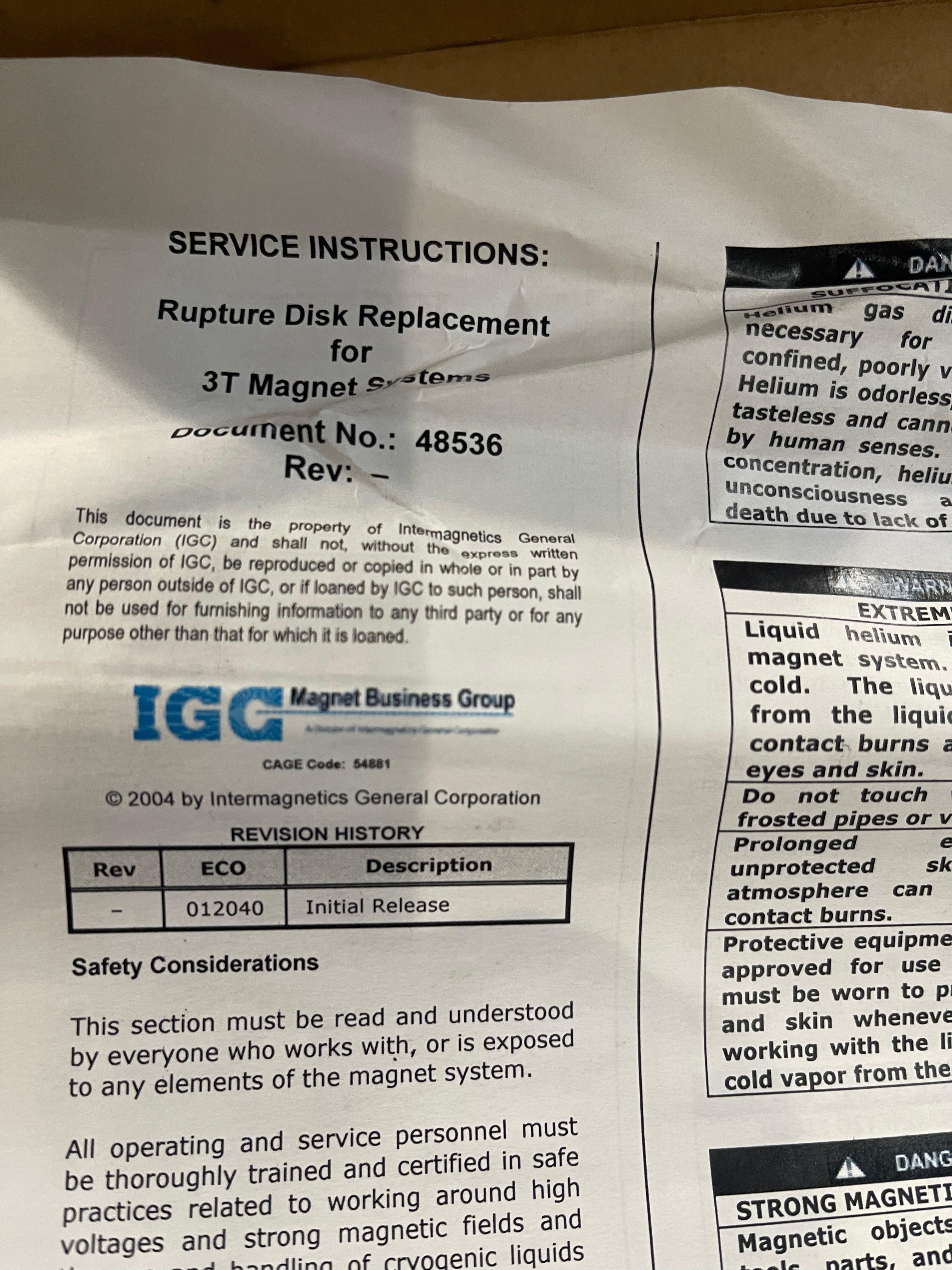 PHILIPS INTERA Magnet Parts P/N 48536-51 3.0T