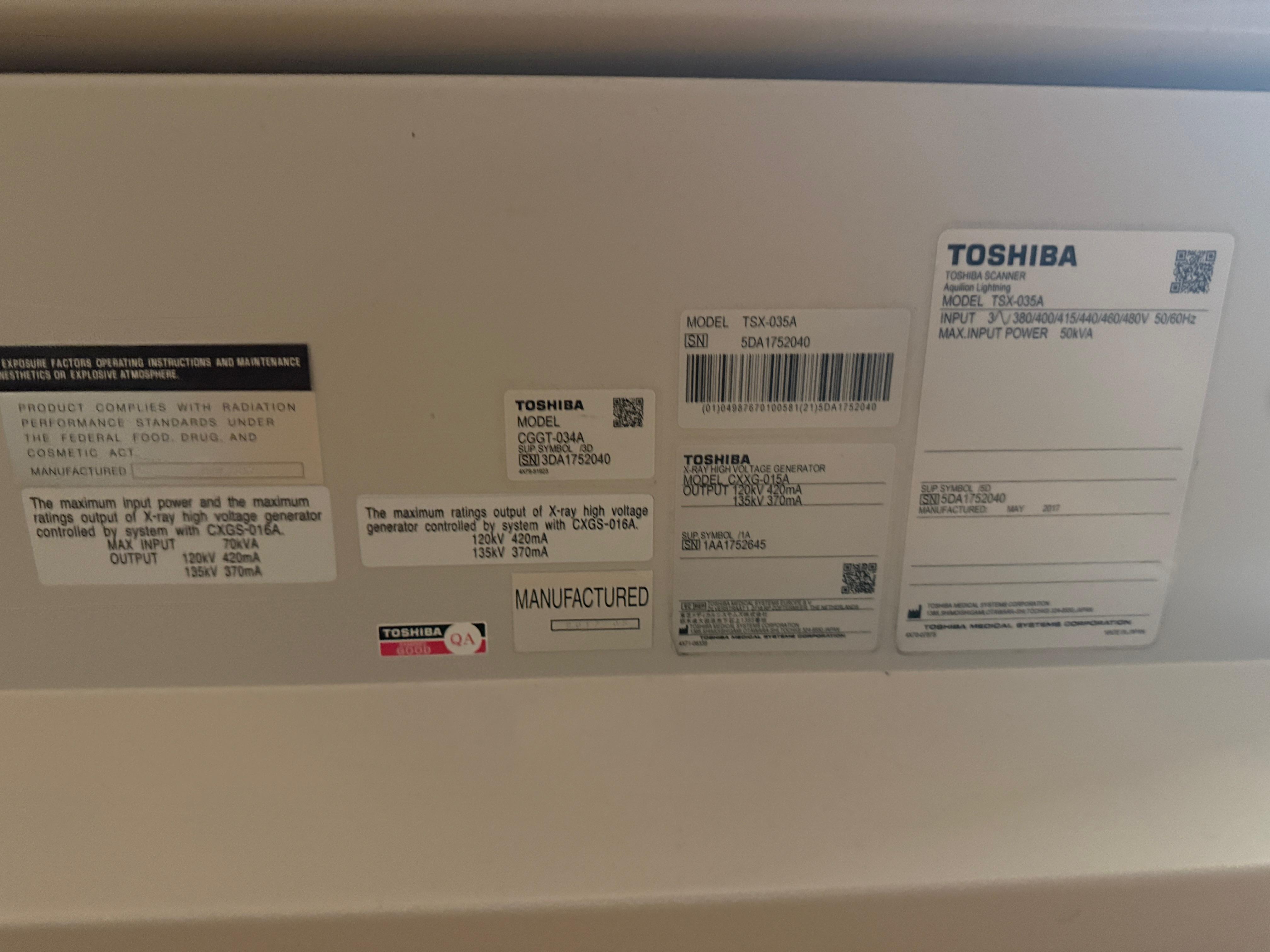 Toshiba Aquilion Lightning 16 slice CT Scanner