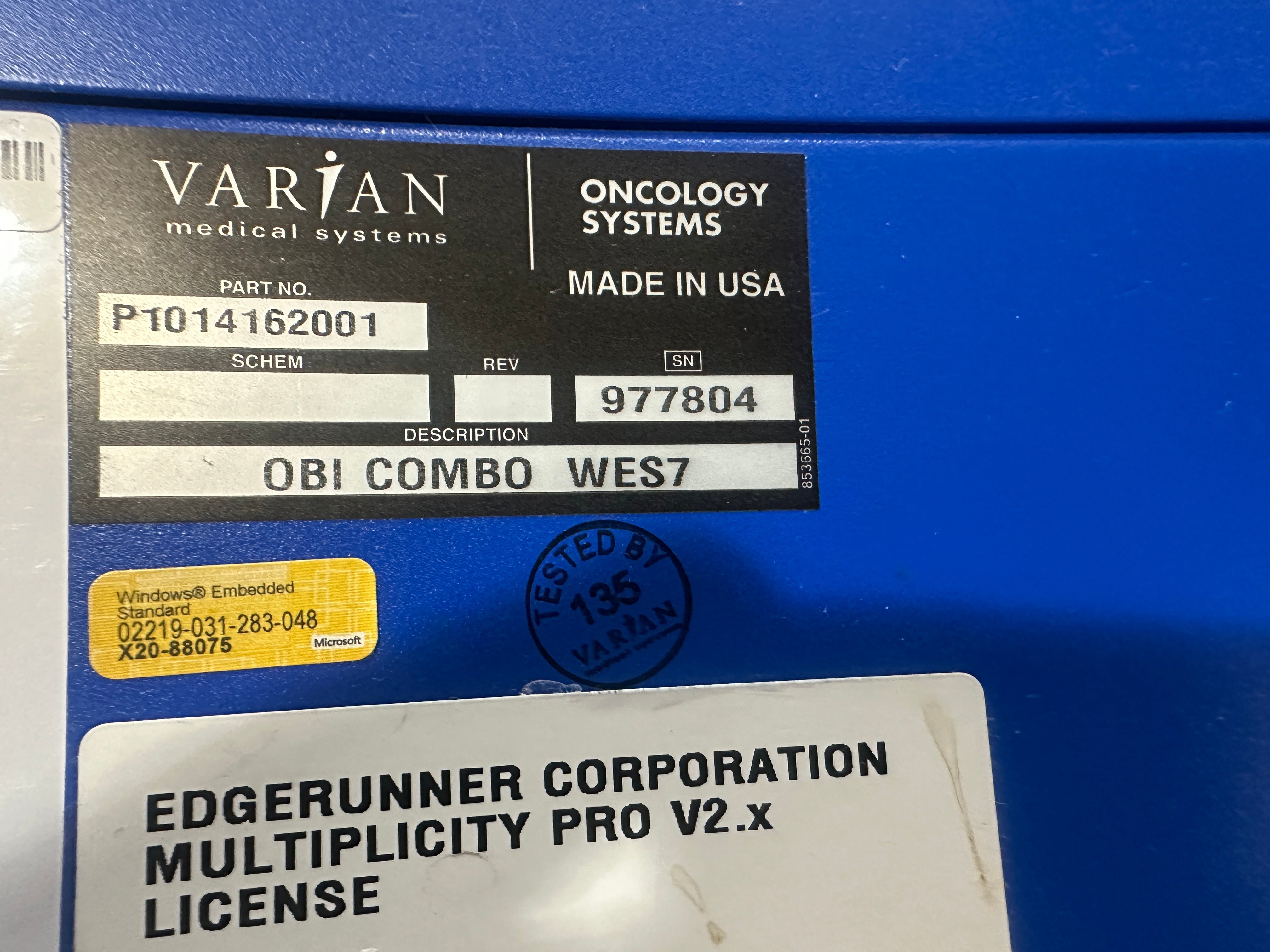Varian medical systems Console