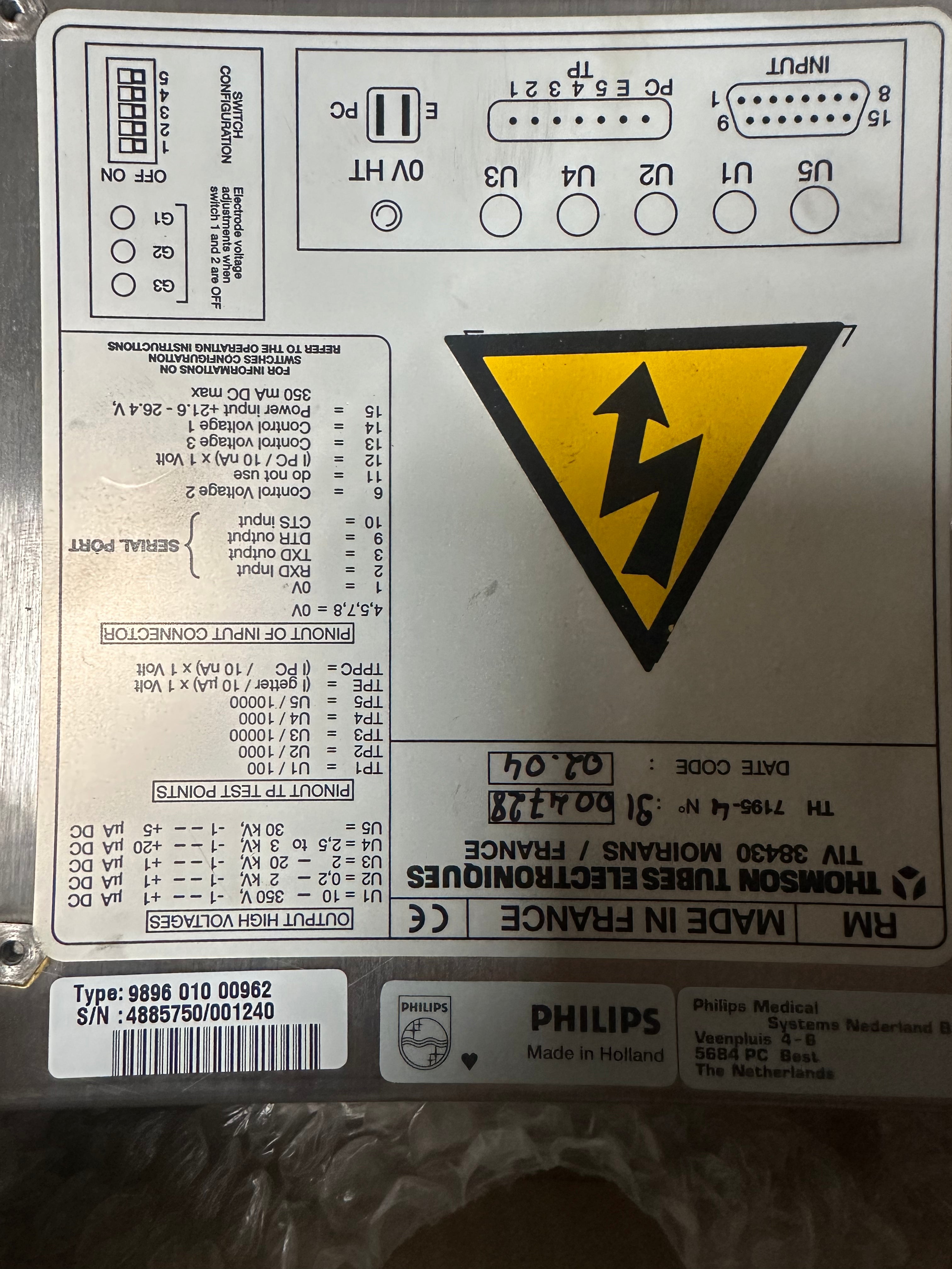 Rad/Fluoro Room II power supply Parts