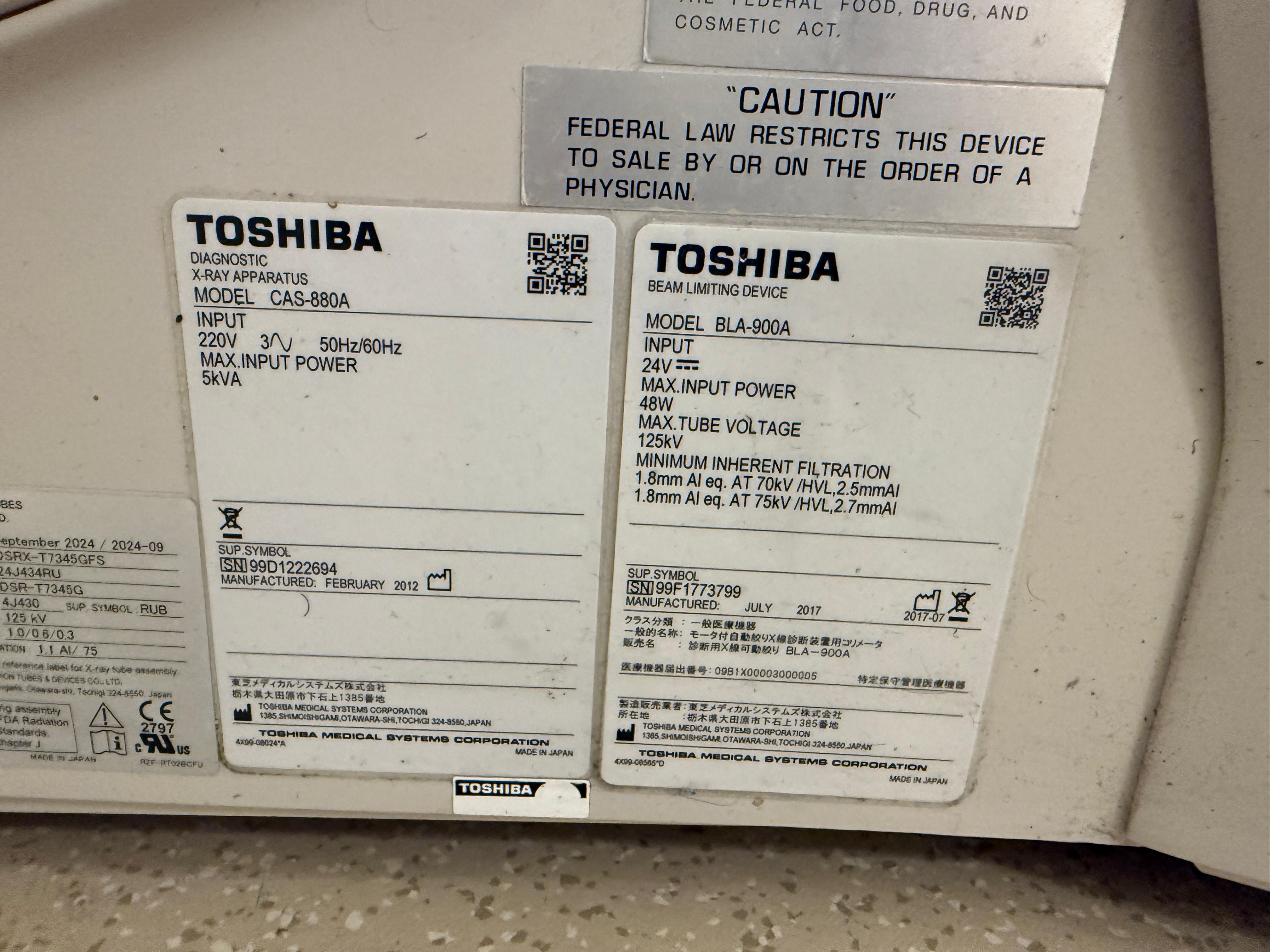 Toshiba Infinix VF-i Angiography Machine