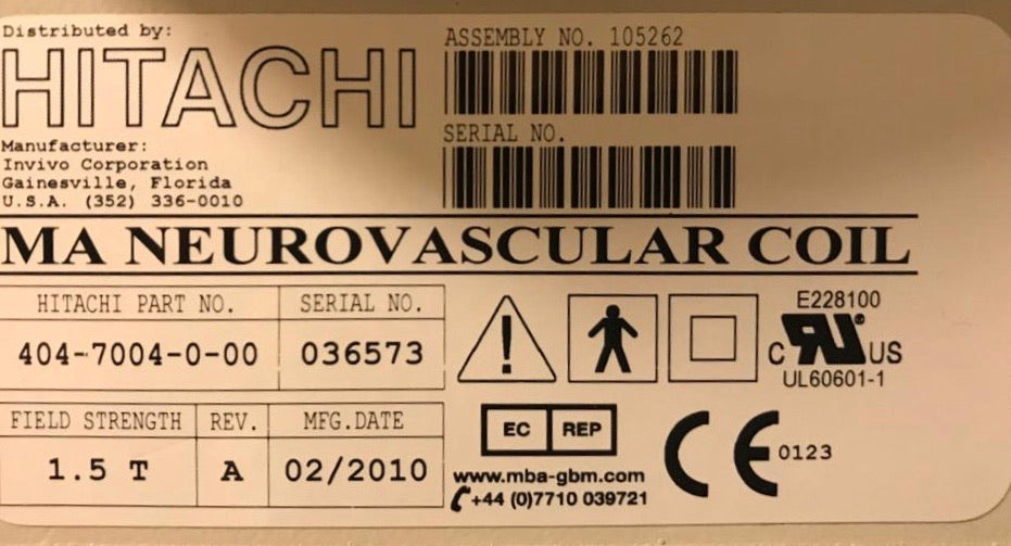 MR-NVC-150 MA Rapid NeuroVascular coil Hitachi P/N 404-7004-0-00