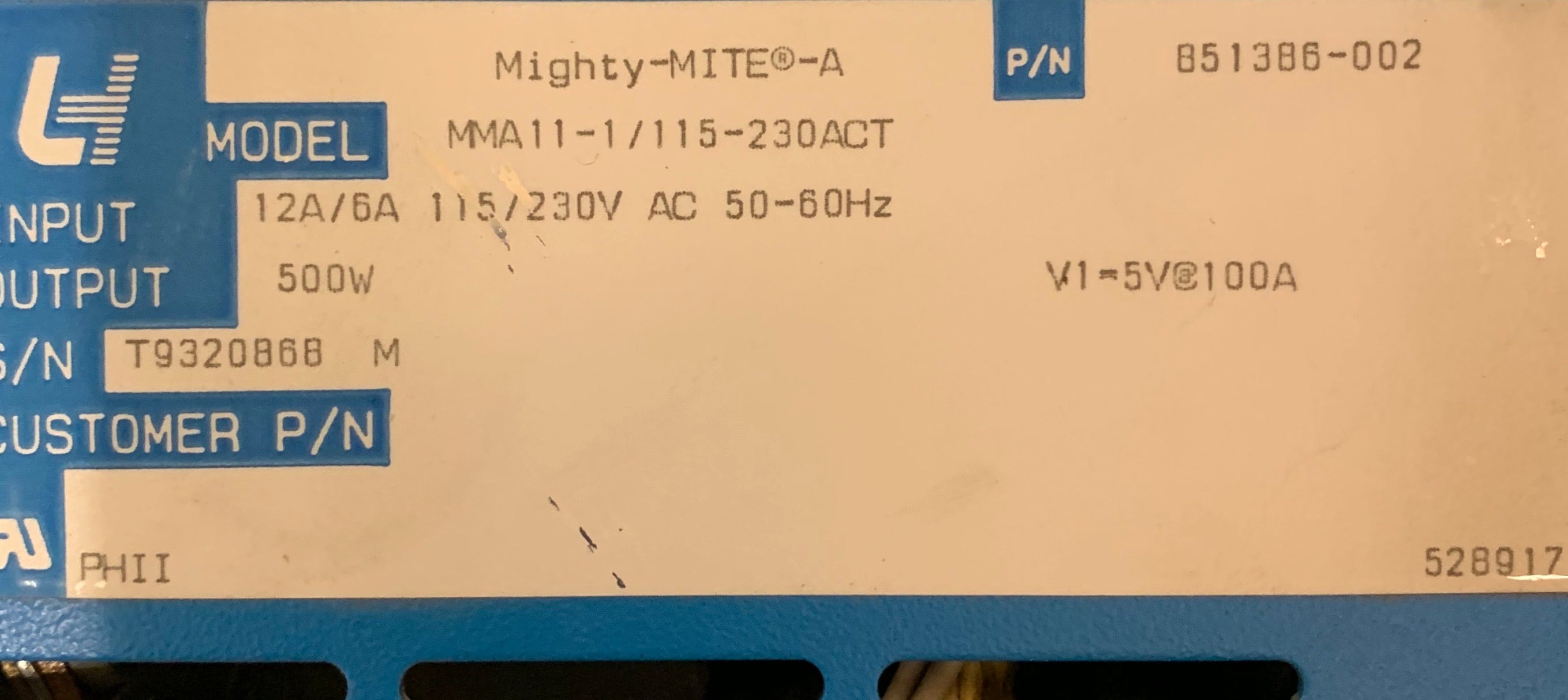mma11 power supply 5v at 100v
