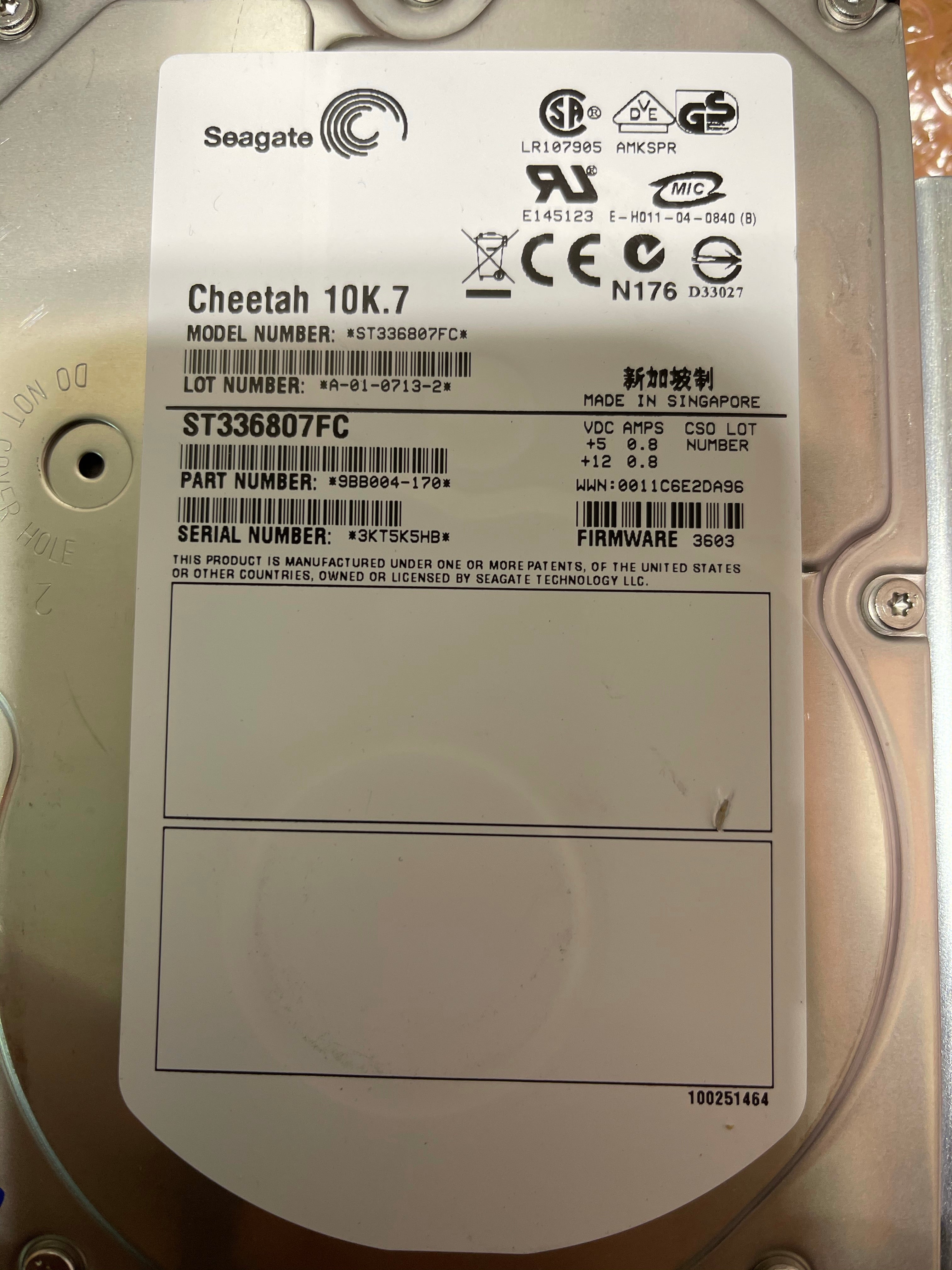 ST336807FC FW3603 HDD for TOSHIBA Aquilion CT Scanner