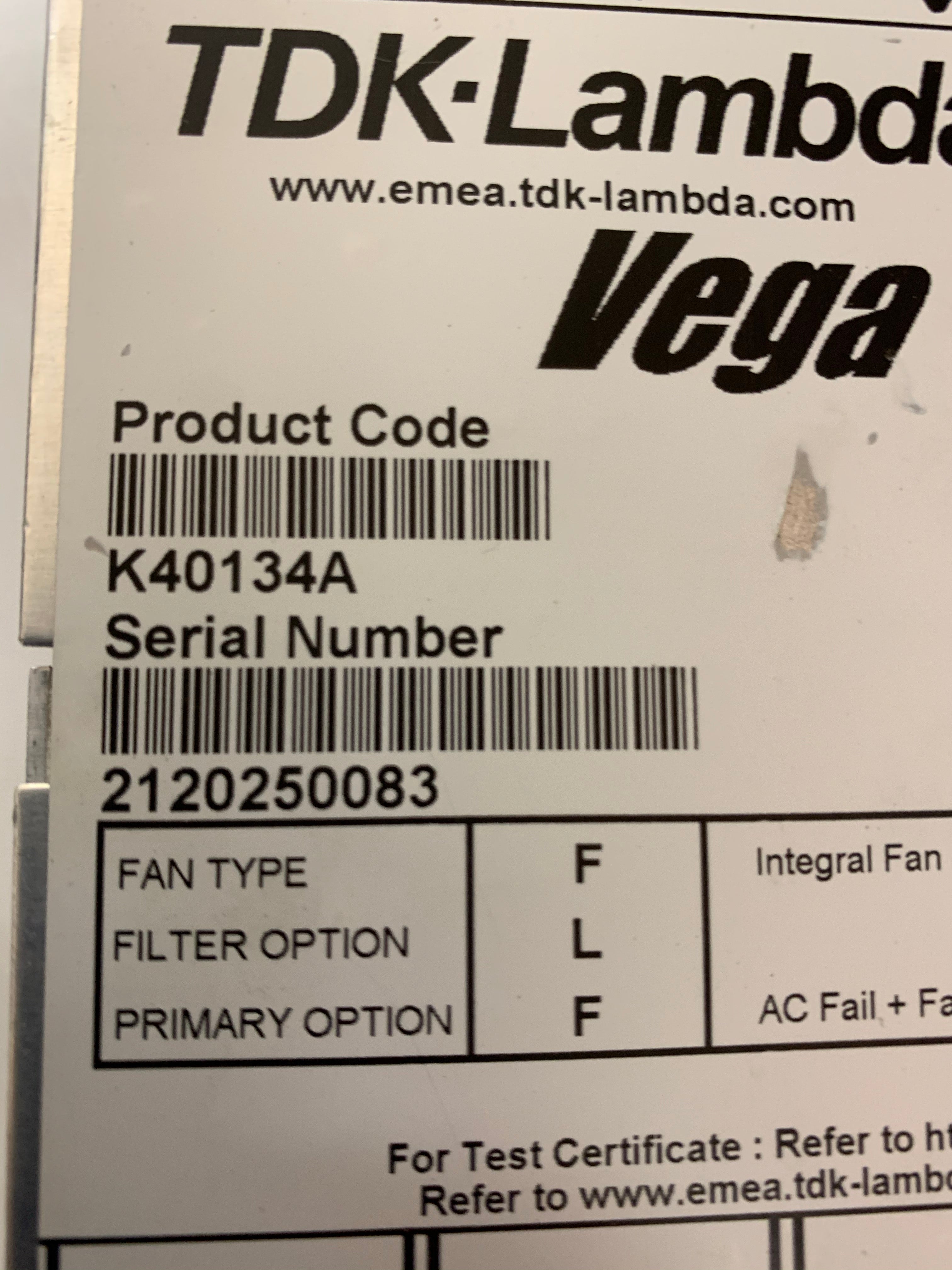 TDK LAMBDA Vega 450 K40134A power supply